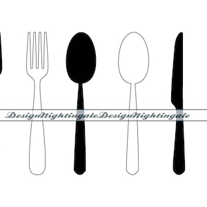 Fork, Spoon, Knife, Cutlery, Silverware, Utencil, Clipart, Files For Cricut, Cut Files For Silhouette, Outline, SVG, DXF, PNG, Eps, Vector