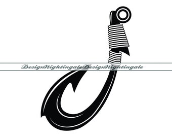 Fish Hook SVG, Fishing Clipart, Cricut Silhouette Cut Files (Digital Download)