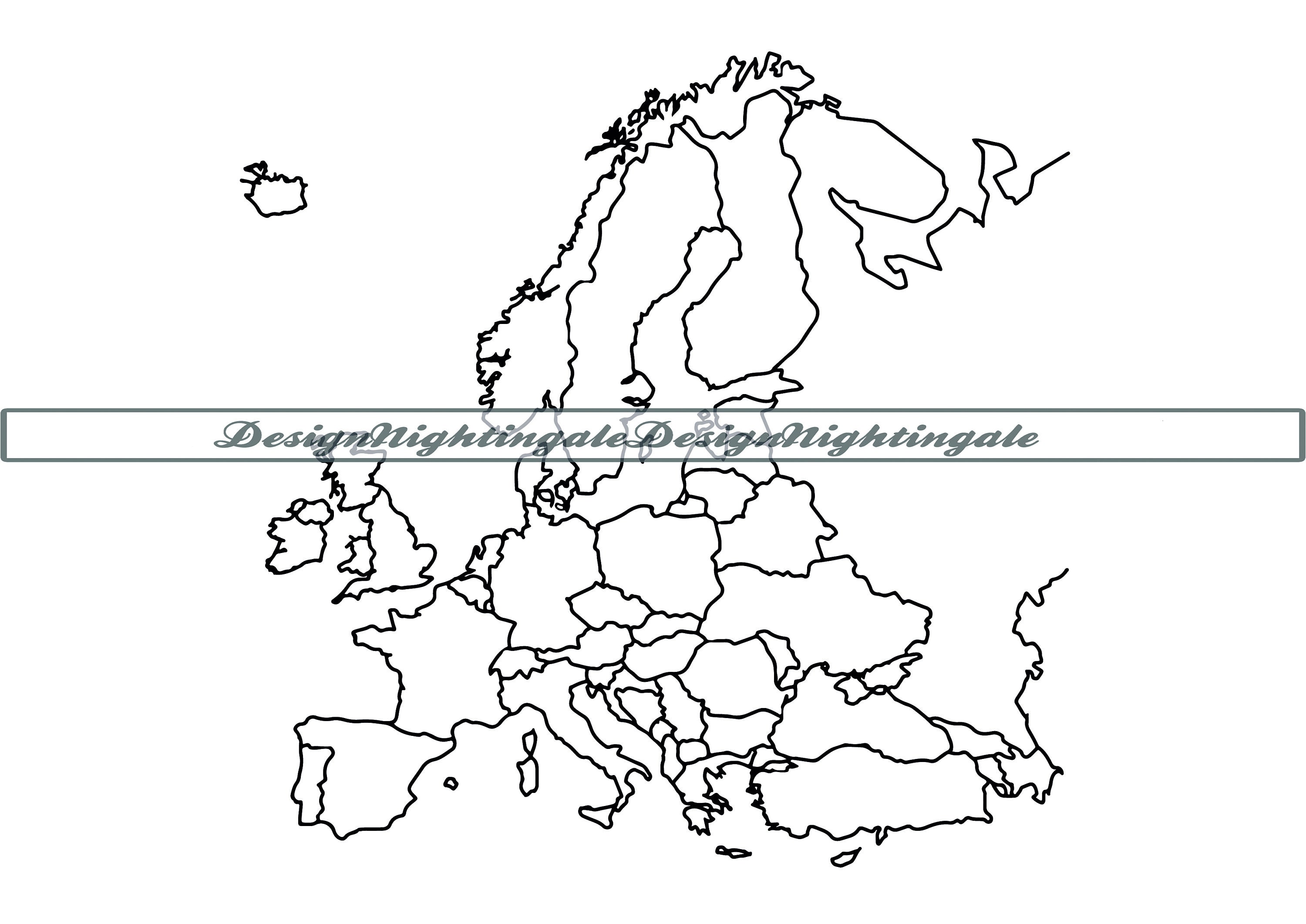 europe map black and white outline