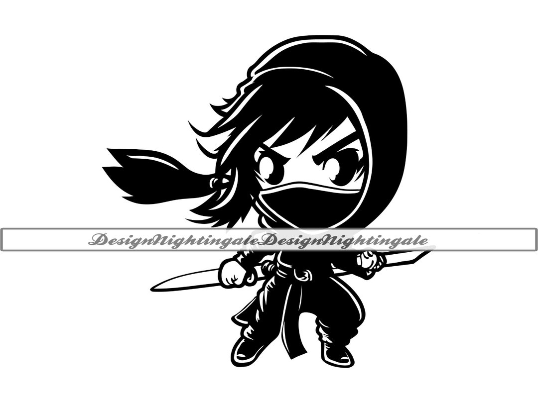 Ninja Girl 2 SVG, Ninja Mascot SVG, Ninja Kid SVG, Ninja Girl Clipart