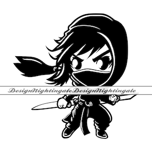 Ninja Girl #2 SVG, Ninja Mascot SVG, Ninja Kid SVG, Ninja Girl Clipart, File per Cricut, Ninja Girl File di taglio per Silhouette, Dxf, Png, Vettore
