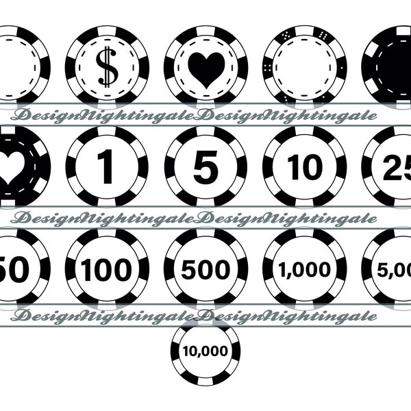 Casino Chips SVG, Poker Chip SVG, Gambling Chips SVG, Casino Chips Clipart, Files For Cricut, Cut Files For Silhouette, Dxf, Png, Eps,Vector