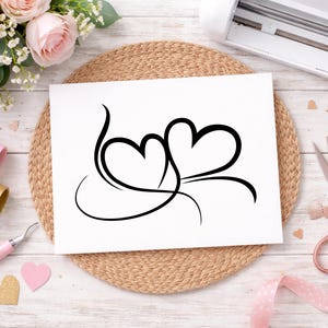 Podwójne serce SVG PNG DXF, grafika liniowa serca dla Cricut (pobieranie cyfrowe) zdjęcie 2