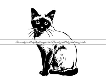 Siamese Cat Clipart Black And White