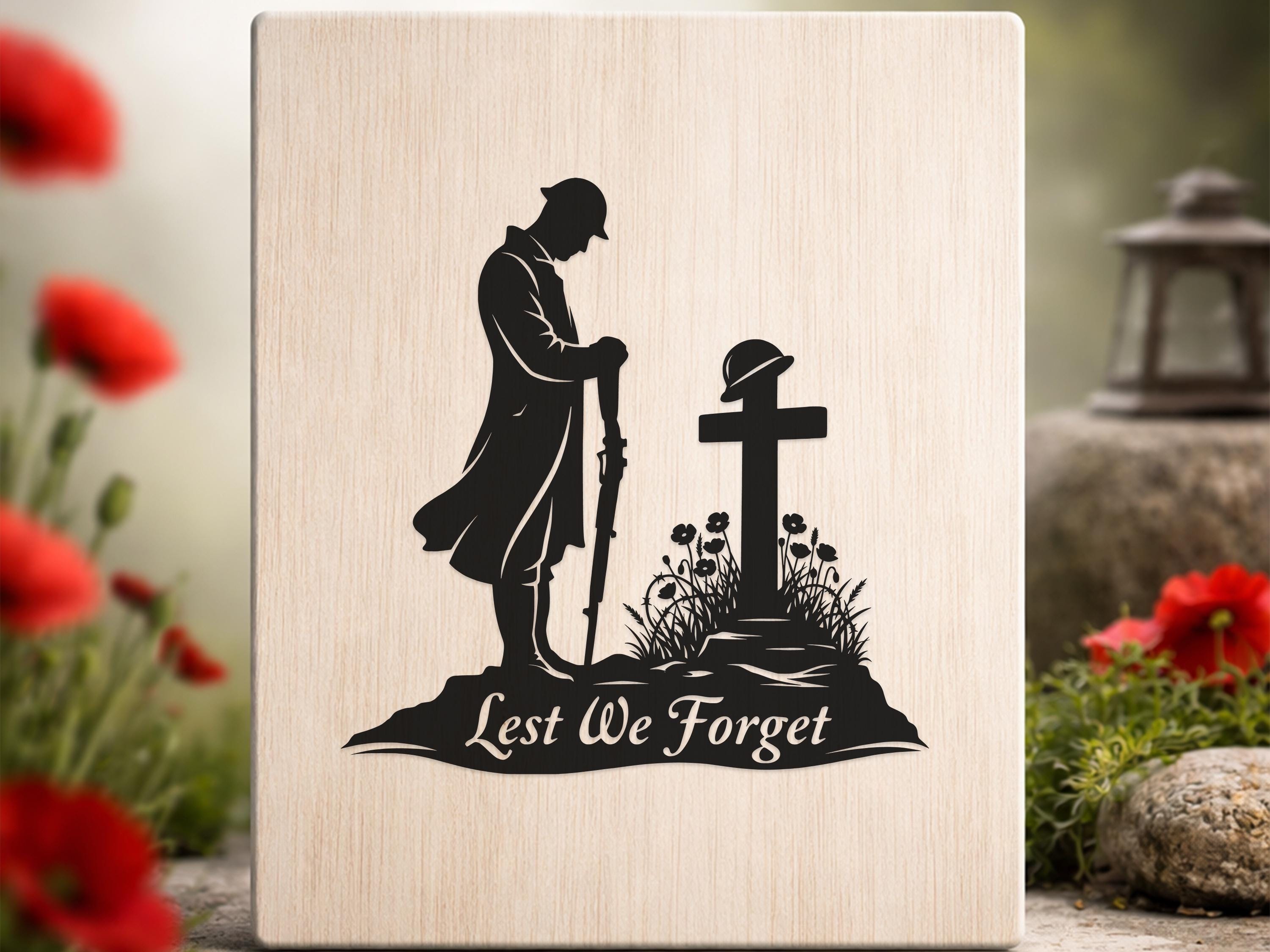 Lest We Forget SVG PNG DXF: Anzac Remembrance Day Poppy Design Cut File ...