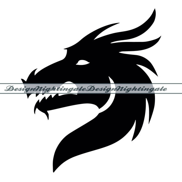 Dragon Head #2 SVG, Dragon Tattoo SVG, Dragon Clipart, Dragon Files For Cricut, Dragon Cut Files For Silhouette, Dxf, Png, Eps, Vector