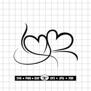 Double Heart SVG PNG DXF, Swirl Heart Clipart for Cricut (Digital Download)