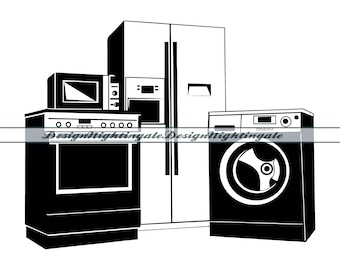 Home Appliances SVG, Kitchen SVG, Fridge SVG, Oven Svg, Clipart, Files for Cricut, Cut Files For Silhouette, Dxf, Png, Eps, Vector