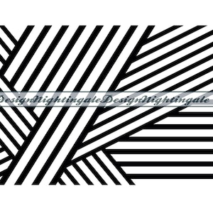 Könnte beinhalten: Schwarz-weißes geometrisches Muster mit sich kreuzenden diagonalen und horizontalen Linien.