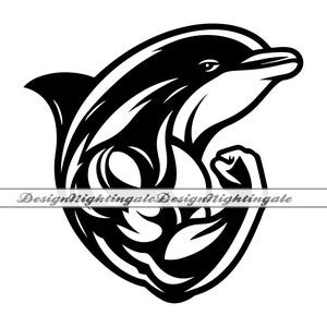 Dauphin musclé SVG, SVG mascotte Dauphin, Dauphin Svg, des cliparts, des fichiers pour Cricut, Dauphin musclé couper des fichiers pour la silhouette, Dxf, Png, vecteur