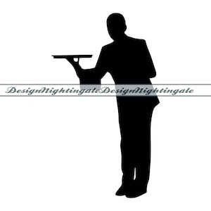 Ober SVG, butler bedrijf lade SVG, foodservice SVG, ober clipart, bestanden voor Cricut, ober gesneden bestanden voor silhouet, dxf, png, vector