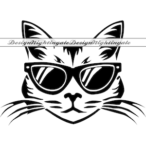 Cat with Sunglasses SVG, Cat SVG, Cool Cat SVG, Cat Clipart, Cat Files For Cricut, Cat Cut Files For Silhouette, Dxf, Png, Eps, Vector