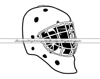 Silueta de máscara de portero SVG, imágenes prediseñadas de casco de hockey (archivos digitales)