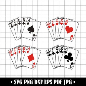 Royal Flush Playing Cards SVG, Poker Clipart (Digital Files)