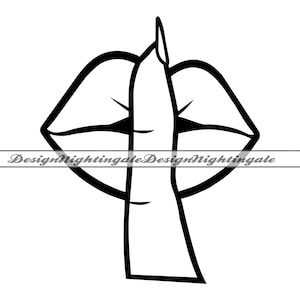 Shut up Gesture #2 SVG, Woman Making Silence Sign SVG, Shhh SVG, Clipart, Files For Cricut, Cut Files For Silhouette, Dxf, Png, Eps, Vector