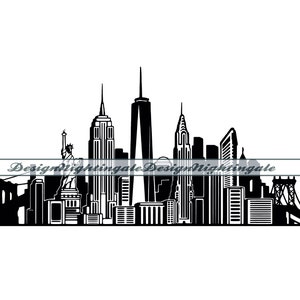 Skyline di New York City SVG, NYC SVG, Grattacielo Svg, Clipart di New York City, File per Cricut, File di taglio per Silhouette, Dxf, Png, Eps, Vettore