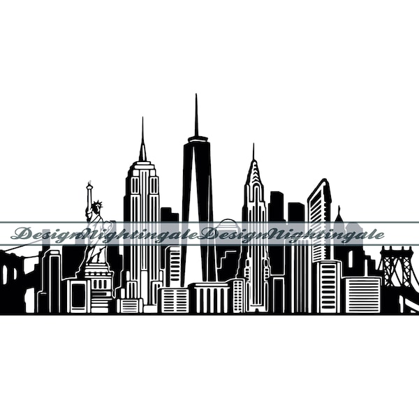 New York City Skyline SVG, NYC SVG, Skyscraper Svg, New York City Clipart, Files For Cricut, Cut Files For Silhouette, Dxf,Png,Eps,Vector