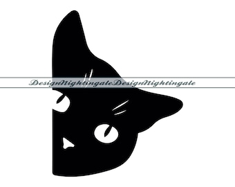 Peeking Black Cat SVG, Clipart Cut Files (Digital Download)