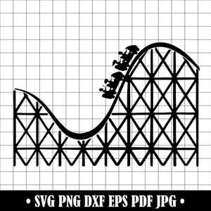 Roller Coaster #2 SVG, Amusement Park Ride PNG, Thrill Ride Cut File DXF, Carnival Silhouette Cricut, Fairground Clipart Design