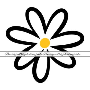 Daisy SVG desenhada à mão, Flor desenhada à mão SVG, Daisy Flower SVG, Arquivos para Cricut, Arquivos cortados para silhueta, Dxf, Png, Vector