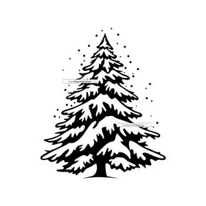 Albero di pino innevato SVG, Albero di Natale invernale SVG, Clipart di albero di pino, File per Cricut, File di taglio per Silhouette, Dxf, Png, Vettore, Stampabile
