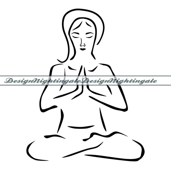 Yoga Meditation Pose Zen Namaste Lotus Outline Stylized, Clipart, Files For Cricut, Cut Files For Silhouette, SVG, PNG, DXF, Eps, Vector