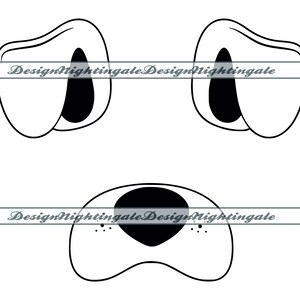 Hond oor en neus overzicht SVG, hondenoor SVG, hond neus SVG, hond clipart, hond bestanden voor Cricut, hond gesneden bestanden voor silhouet, dxf, png, eps, vector