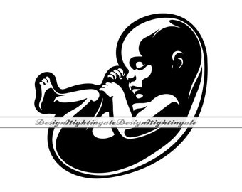 Fetus Silhouette SVG, Baby Clipart, Cricut Cut Files (Digital Download)