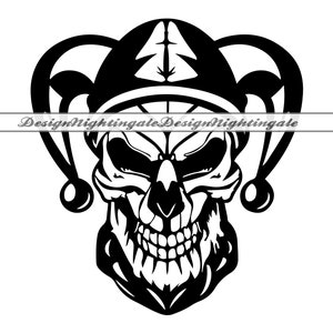 Jester Skull SVG, Joker Skull SVG, Clown Svg, Jester Skull Clipart, arquivos para Cricut, arquivos cortados para silhueta, DXF, Png, Eps, Vector