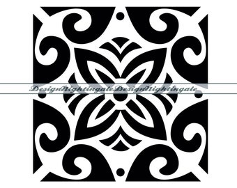 Tile Pattern SVG, Floral Stencil Clipart (Digital Files)