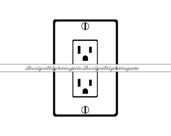 Power Outlet Outline SVG PNG DXF, Outlet Svg, Outlet Clipart, Outlet Files For Cricut, Outlet Cut Files For Silhouette, Eps, Outlet Vector