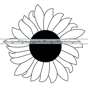 Girassol SVG, Girassol Outline SVG, Flor SVG, Girassol Clipart, Arquivos de girassol para Cricut, Arquivos de corte para silhueta, Dxf, Png, Eps, Vetor