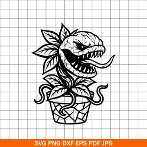 Monster Plant SVG PNG DXF, Carnivorous Flower Cut File, Venus Flytrap Silhouette, Creepy Halloween Cricut Design, Horror Vector