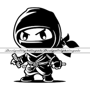 Ninja Boy #2 SVG, Ninja Mascot SVG, Ninja Kid SVG, Ninja Boy Clipart, Files For Cricut, Ninja Boy Cut Files For Silhouette, Dxf, Png, Vector