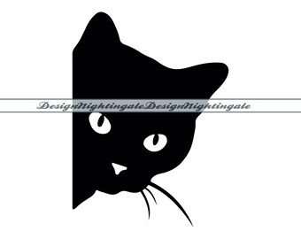Peeking Black Cat SVG, PNG, DXF Files (Digital Download)