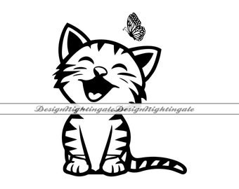 Cute Cat Clipart SVG, PNG, DXF (Digital Download)