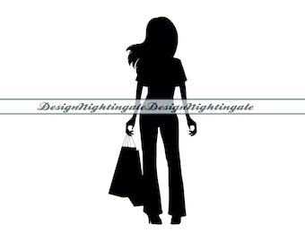 Shopping Woman SVG, Fashion Girl Clipart (Digital Files)