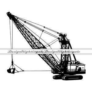 Dragline Excavator SVG, Heavy Equipment Silhouette (Digital Download)