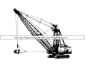 Draglinegraafmachine SVG, silhouet zwaar materieel (digitale download)
