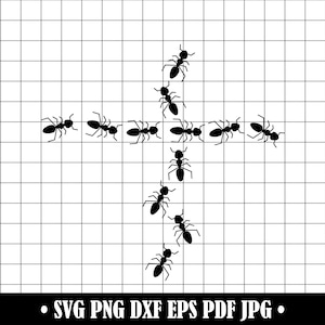 Ants SVG, Ant Trail Cut File, Insect DXF, Bug Crossing PNG, Black and White Ant Clipart, Cricut Silhouette Design