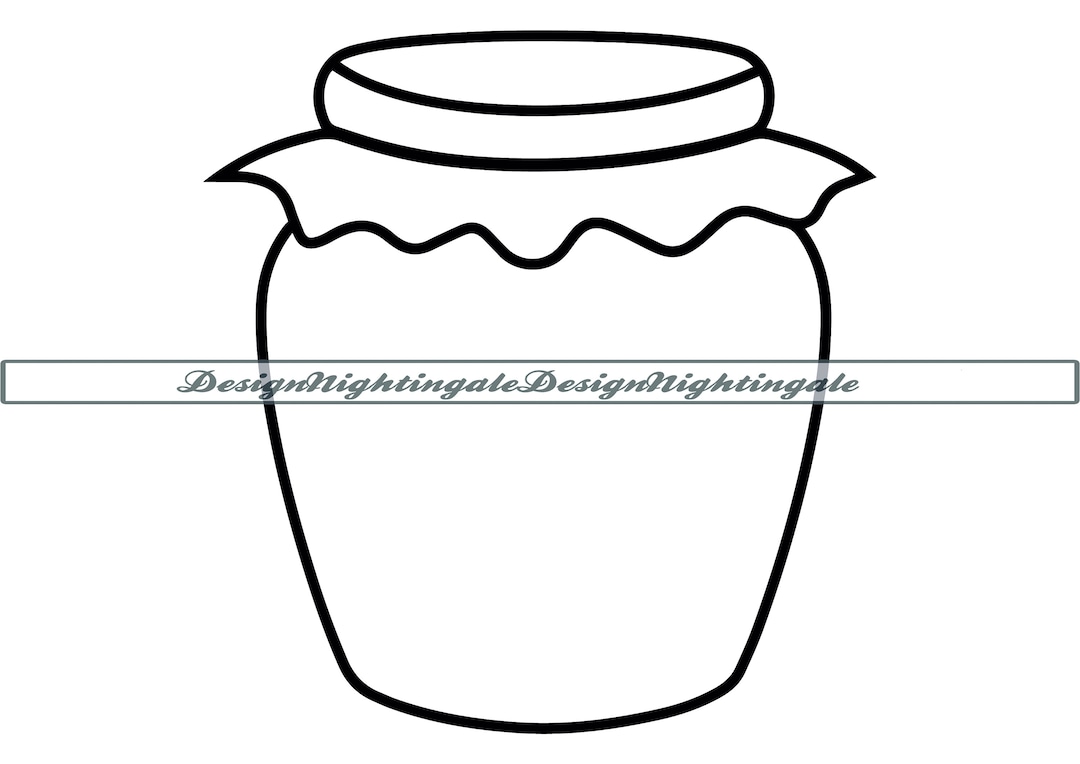 Jam Jar Outline SVG, Honey Jar SVG, Jam Jar Clipart, Jam Jar Files for