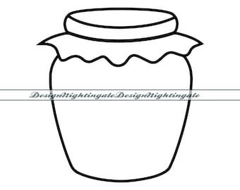 Jam Jar Outline SVG, Honey Jar Clipart (Digital Files)