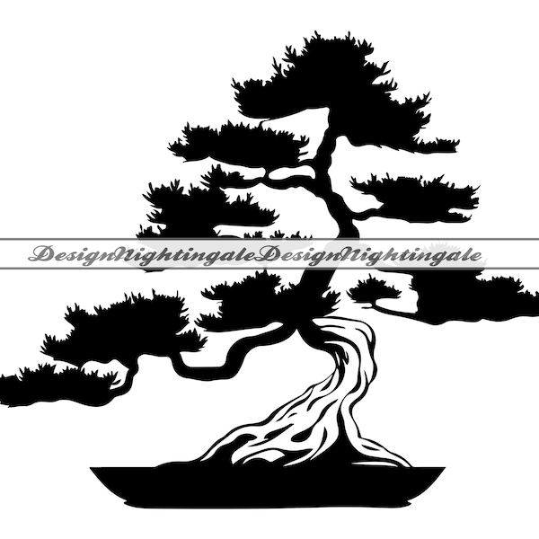 Bonsai Tree #2 SVG, Bonsai Tree Silhouette SVG, Bonsai Tree Clipart, Files For Cricut, Bonsai Tree Cut Files For Silhouette, DXF, Png,Vector