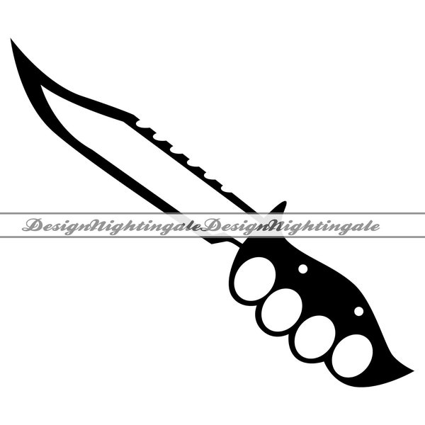 Cuchillo de nudillo de latón SVG, cuchillo plumero de nudillo SVG, cuchillo militar, cuchillo de comando, imágenes prediseñadas, archivos para cricut, archivos cortados para silueta, Dxf