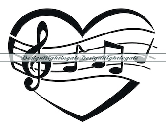 Musical Heart SVG, Music Notes Clipart (Digital Files)