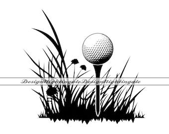 Golf Ball and Tee SVG, PNG, Vector Cut Files (Digital Download)