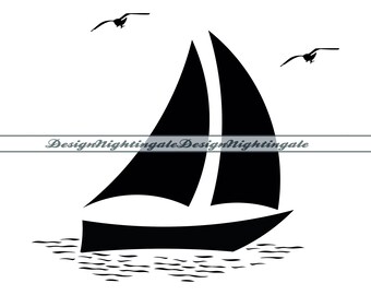 Segelbåt SVG, Nautisk Clipart, Klippfiler (Digital Nedladdning)