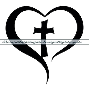 Heart Cross SVG, Cross SVG, Christian Svg, Heart Cross Clipart, Heart Cross Files For Cricut, Cut Files For Silhouette, Dxf, Png, Eps,Vector