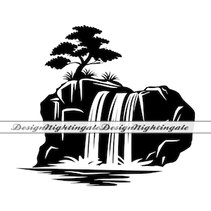 Cachoeira SVG PNG DXF, Cachoeira Clipart, Arquivos de Cachoeira para Cricut, Arquivos de Corte de Cachoeira para Silhueta, Corte a Laser, Arte de Parede, Vetor