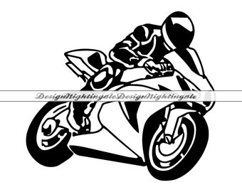 Motorcycle Racer SVG, Racing Clipart (Digital Files)